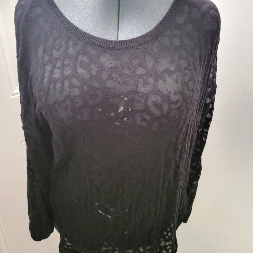 Size 1x Leopard Print Semi-Sheer Top